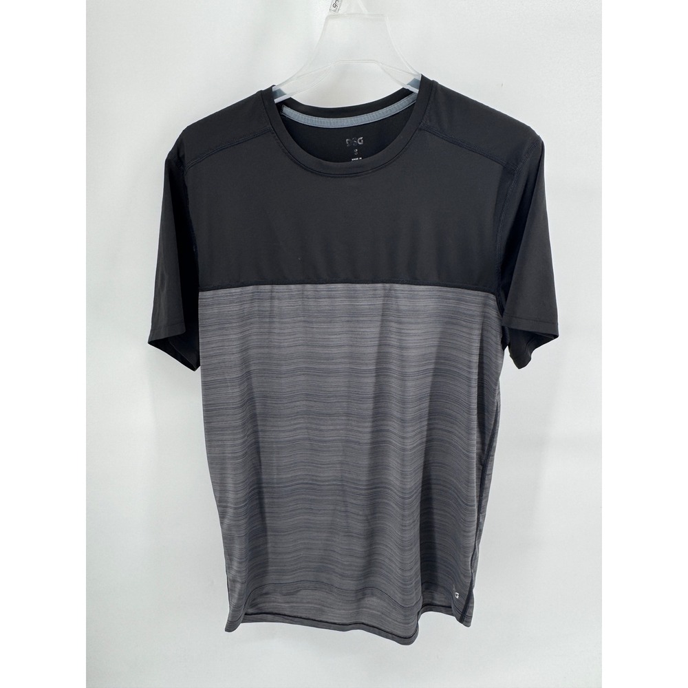 DSG Mens Performance T-Shirt Small S Black Grey Colorblock Short Sleeve Gym Tee